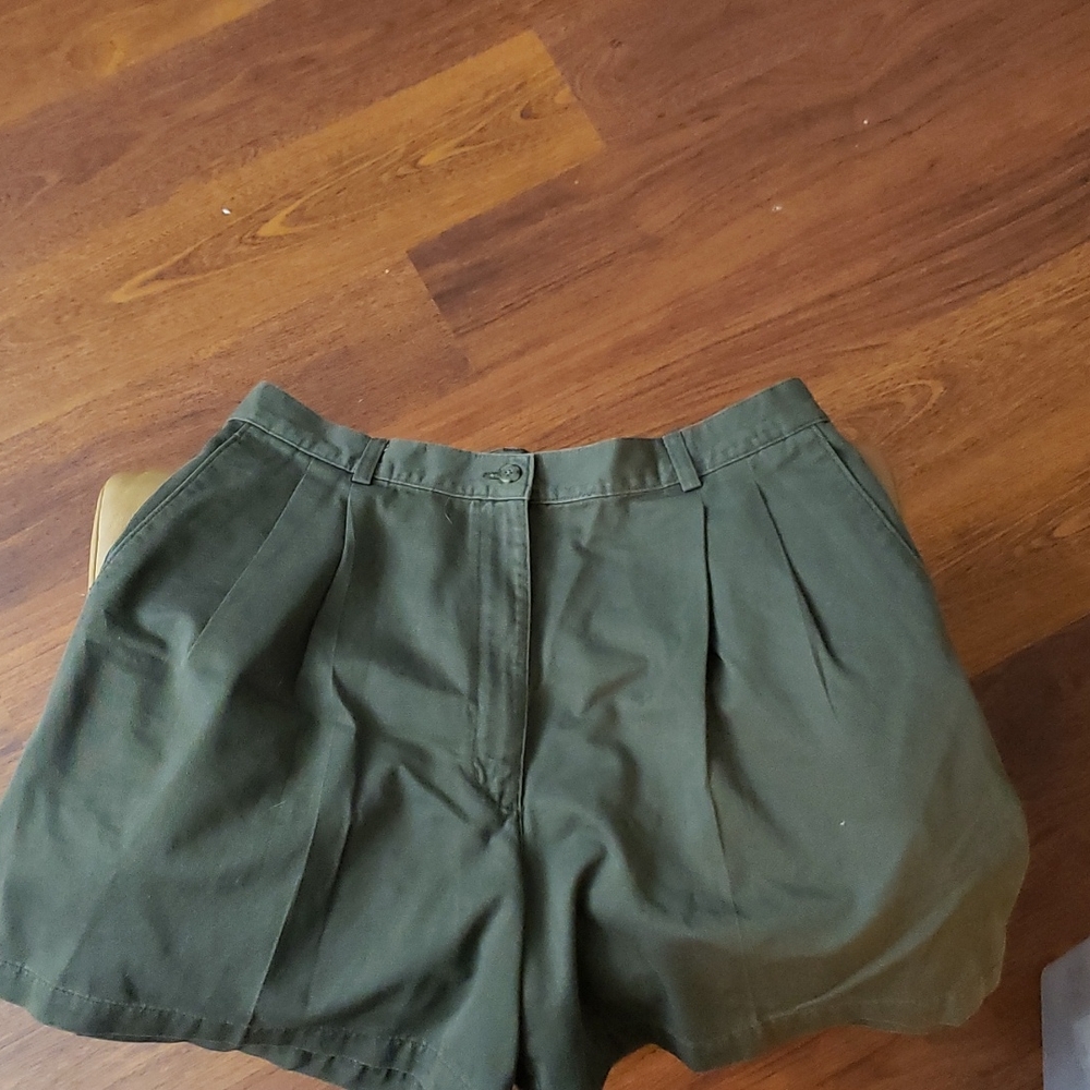 LL Bean women's Bermuda shorts. Olive green. Size 18.
